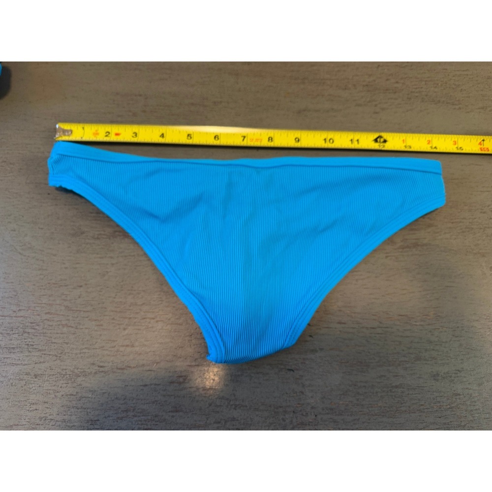 L Space Ribbed Bikini Bottom Turquoise Blue Low Rise Swim Small NWOT - Picture 3 of 3